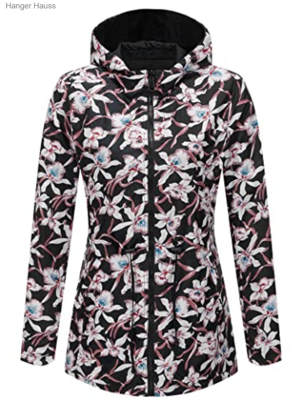 Reversible Floral Bomber Jacket Women Waterproof Windbreaker Hooded Zip Up